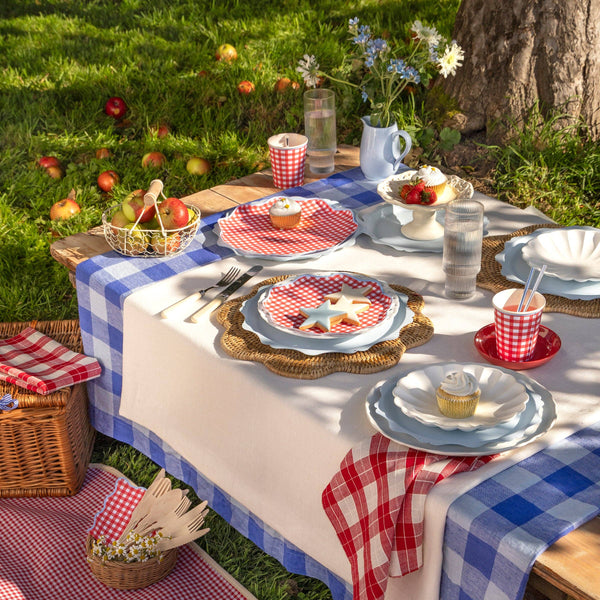 Red Gingham Dinner Plates