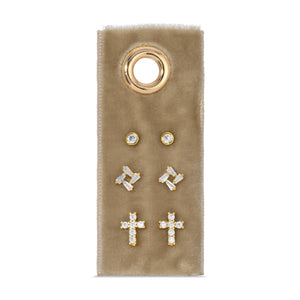 Cross Velvet Stud Gift Set: Gold