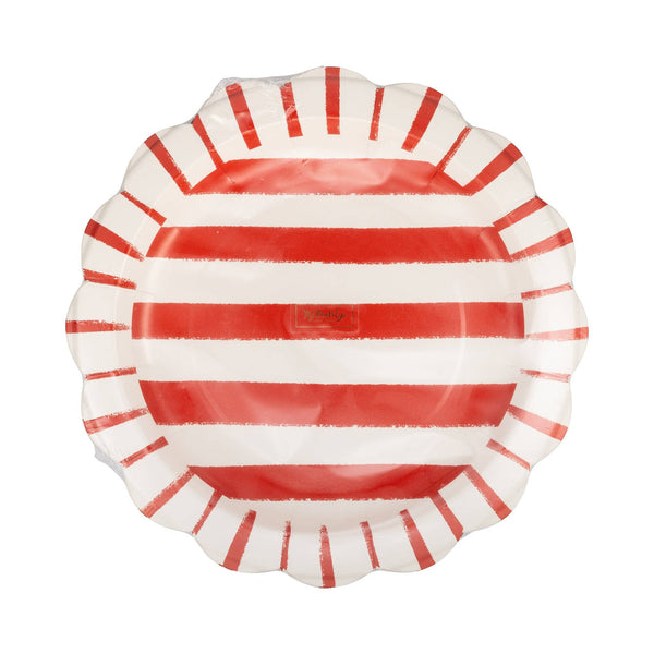 Red Striped Paper Plate - 11"