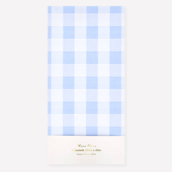 Blue Gingham Paper Tablecloth