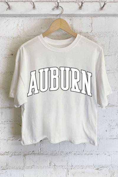 AUBURN PUFF GRAPHIC LONG CROP TOP: PEACH