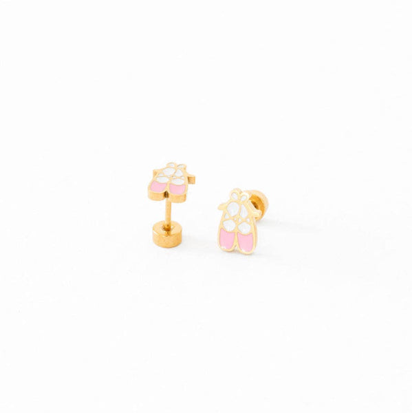 Ballet Slipper  Stud Earrings - Hypoallergenic, Flat Back: Pair