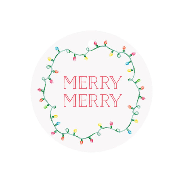 Wavy String Lights Round Gift Tags