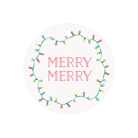 Wavy String Lights Round Gift Tags