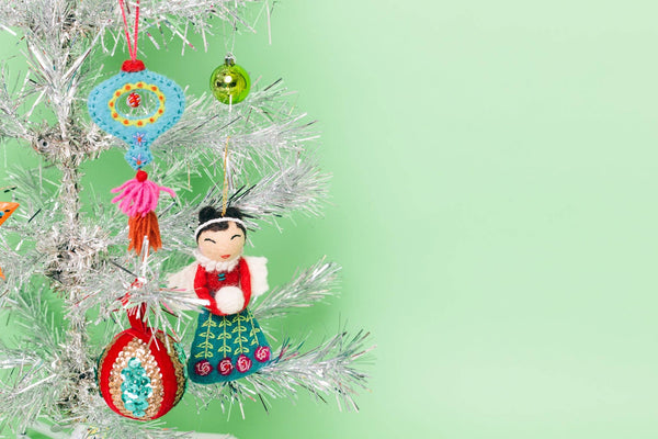 Felted Angel Ornament Pink & Red