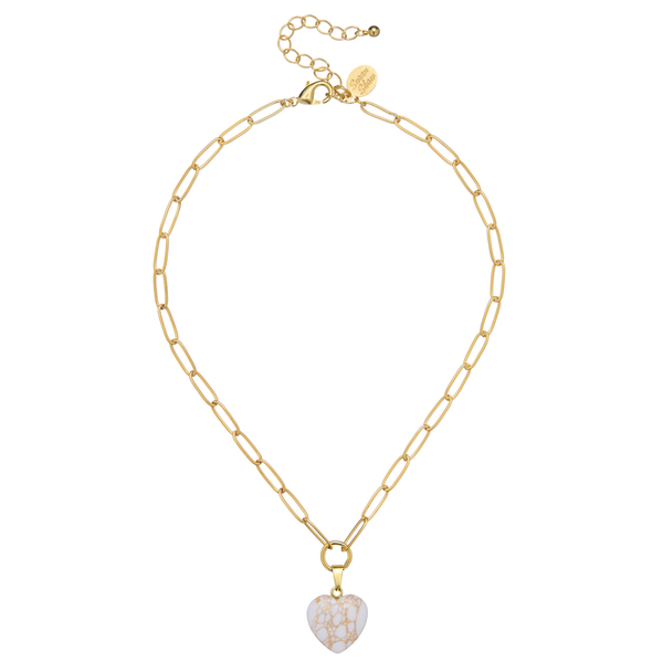 Audrey Heart Necklace: Pink Quartz