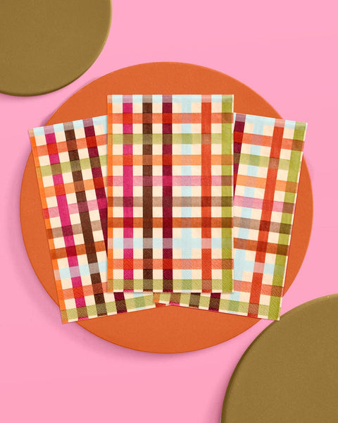 Fall Plaid Paper Napkins - 25 pcs; Thanksgiving decor, 6x4