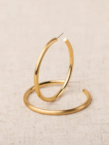 Salem Brushed Gold Hoops