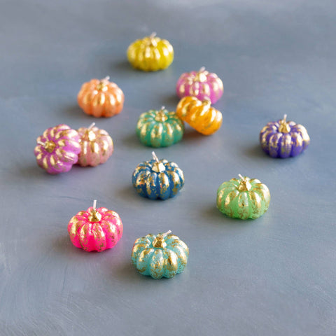 Glitterville Rainbow Pumpkin T-Light, Boxed St/6, 2"
