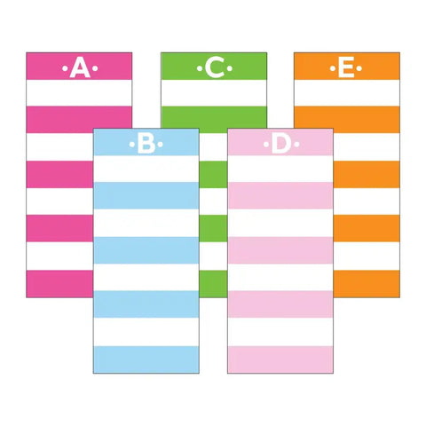 Striped Initial Skinny Notepad