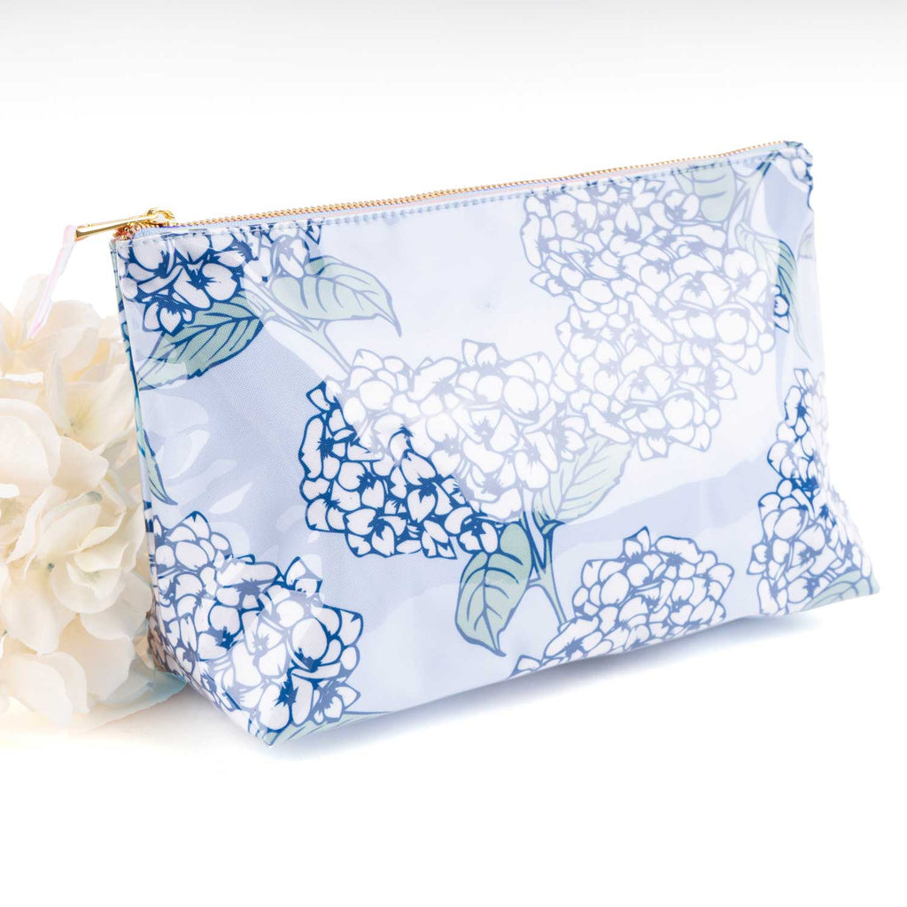 Hydrangea Stem Clear Coated Travel Cosmetic Case - Thumbnail 4
