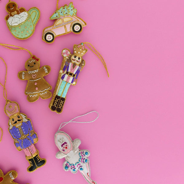 Pink & Purple Beaded Nutcracker Ornament