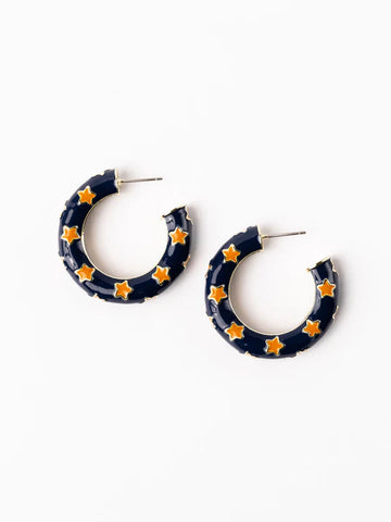 Medium Justine Orange and Navy Earrings