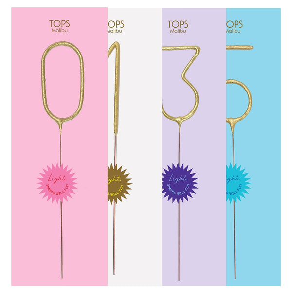 Grande 12" Gold Number Sparkler Wand Card - Singles: Number 0