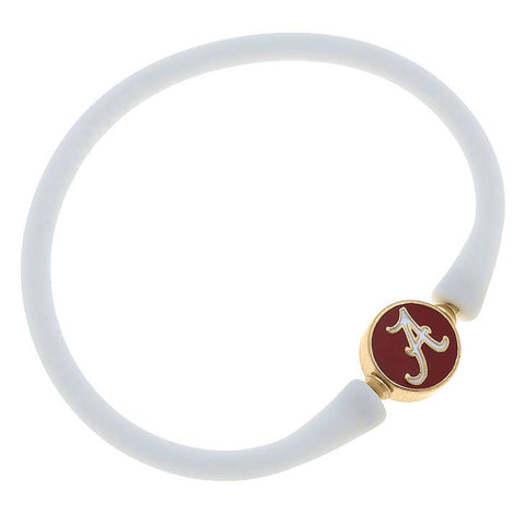 Alabama Crimson Tide Silicone Bali Bracelet-White
