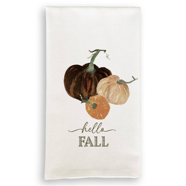 Mocha Pumpkins with Hello Fall: Dishtowel / -
