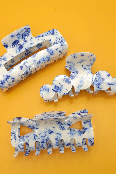 VINTAGE TOILE PATTERN PORCELAIN HAIR CLAW CLIPS Rectangle