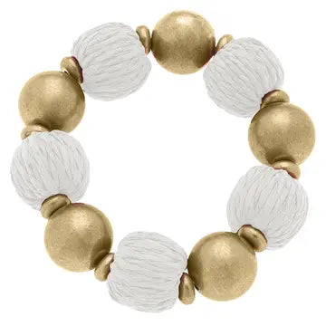 Rafia and Gold Ball Bracelet