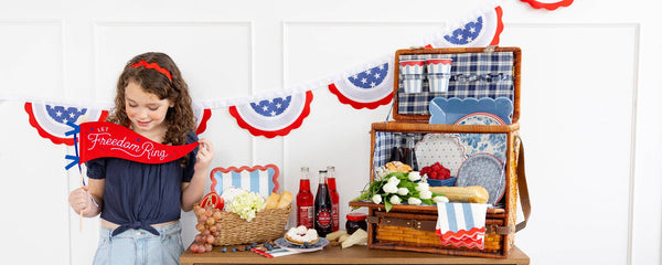 Stripes 9" Ric Rac Trim Paper Plate