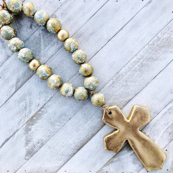 Blessing Beads With Cross (Large): Natural