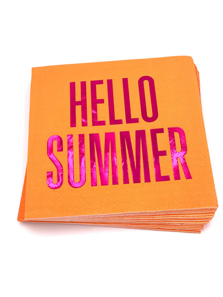 Cocktail Napkins | Hello Summer Orange- Foil - 20ct