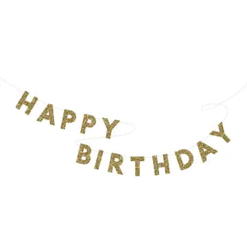 Gold Glitter Happy Birthday banner