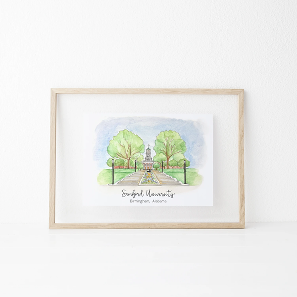 Birmingham, Alabama landmarks: Samford University Art Print: 5x7