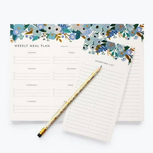 Garden Party Blue Meal Planner Notepad-Rifle Paper