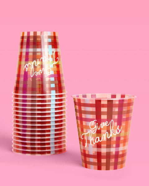 Give Thanks Plaid Cups | thanksgiving, fall, drinkware