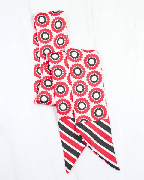 Lucy Floral Skinny Scarf Red Black: Default