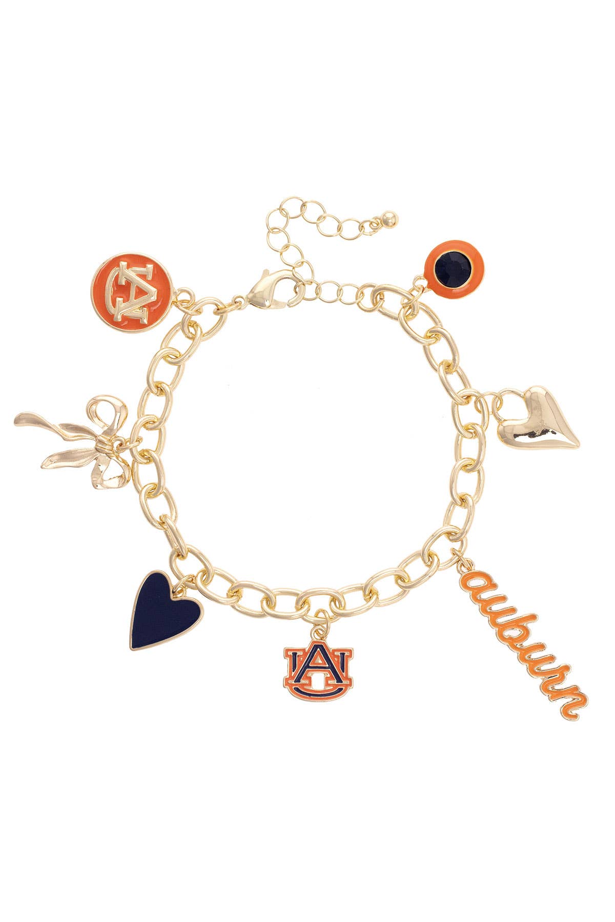 Auburn Tigers Enamel Icons Charm Bracelet in Shiny Gold