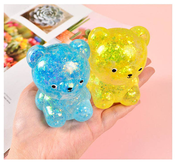 Cartoon Sequin Bear Squishy Toy