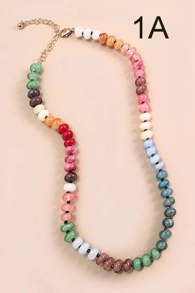 NATURAL AGATE GLASS SEMI PRECIOUS BEAD NECKLACE 3C