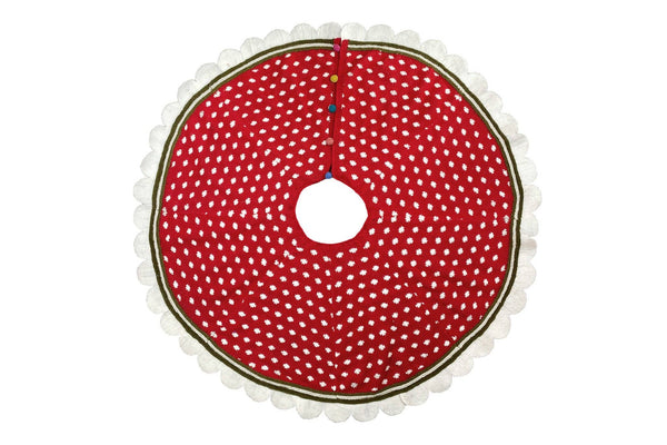 Dot Tree Skirt: Red - Felted Wool