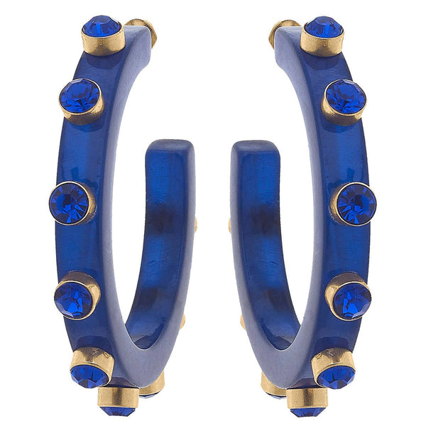 Renee Resin and Rhinestone Hoop Earrings: Yellow