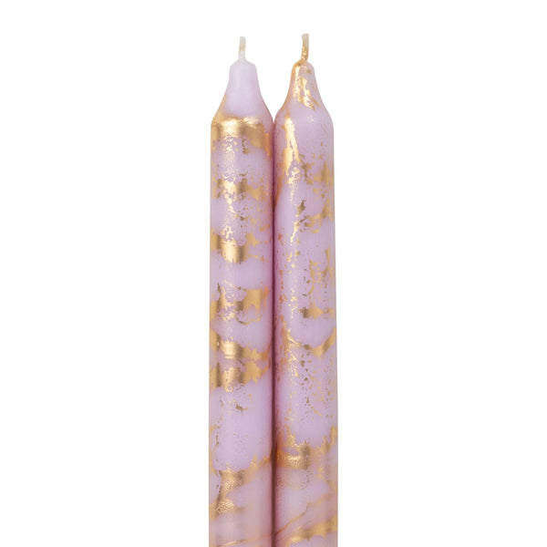 12" Decorative Taper Candles 2pk: Prairie Blue w/ Gold