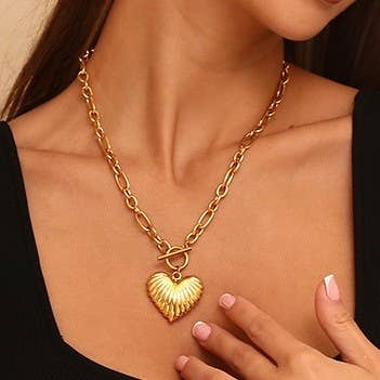 18K STAINLESS STEEL TARNISH FREE HEART NECKLACE