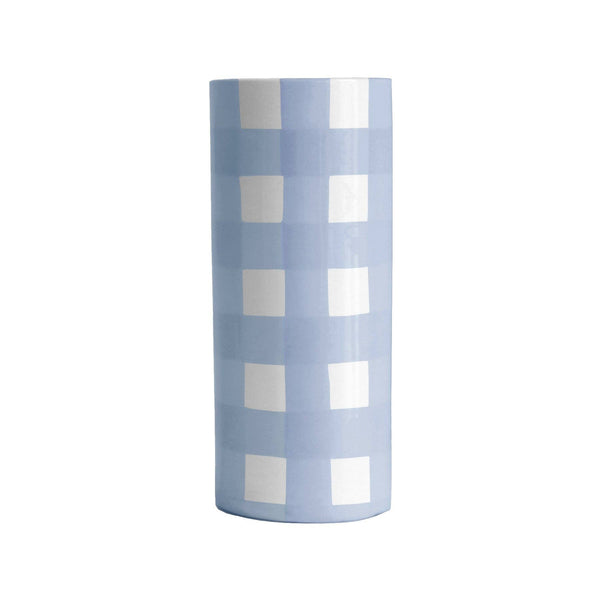 Gingham Column Vase: Sea Glass