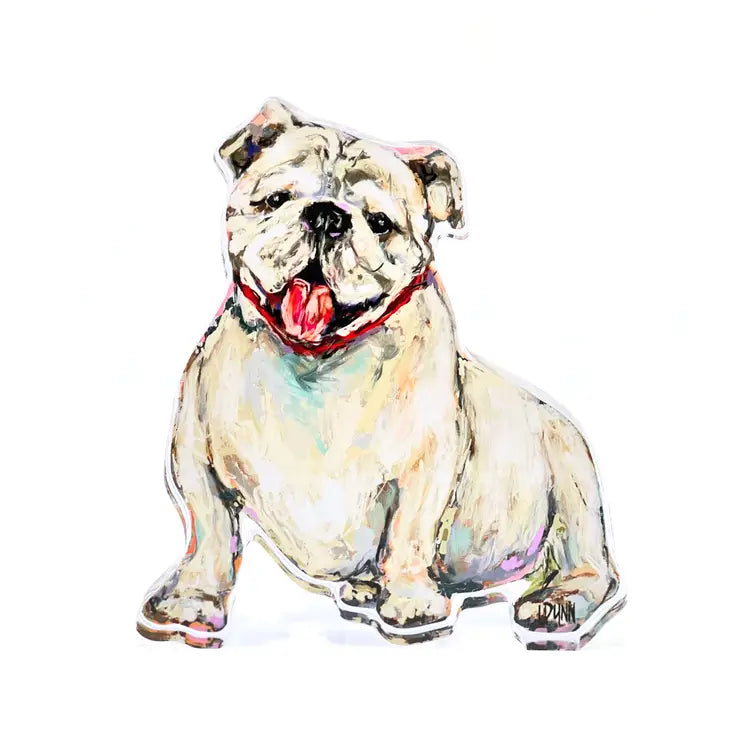 White Acrylic Bulldog Block Lauren Dunn