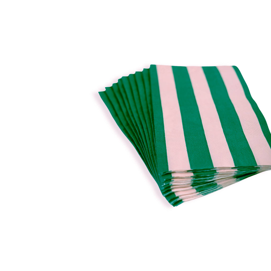 Pink and Green Signature Cabana Stripe Guest Towels - Thumbnail 4