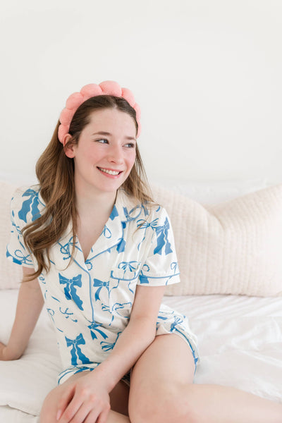 Sweet Dreams Blue Bows Short Sleeve Loungewear Pajama