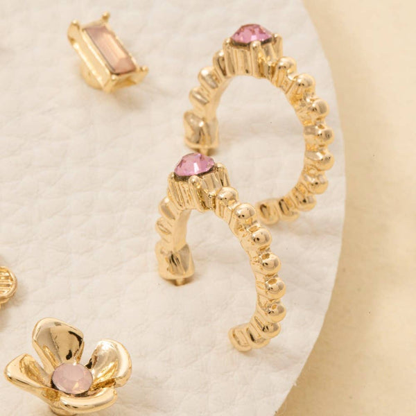 Ten Pair Assorted Flower Stud Earrings Set: GDPNK