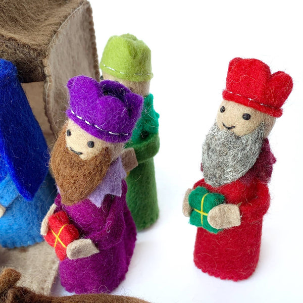 Felt Wool Nativity Christmas Scene, 12 Piece Set: Colorful