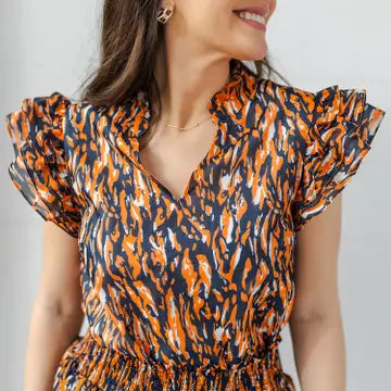 Navy/Orange Marley Tiger Tail Top