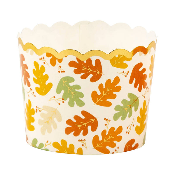 Gold Foil Autumn Leaves 5 oz Baking Cups