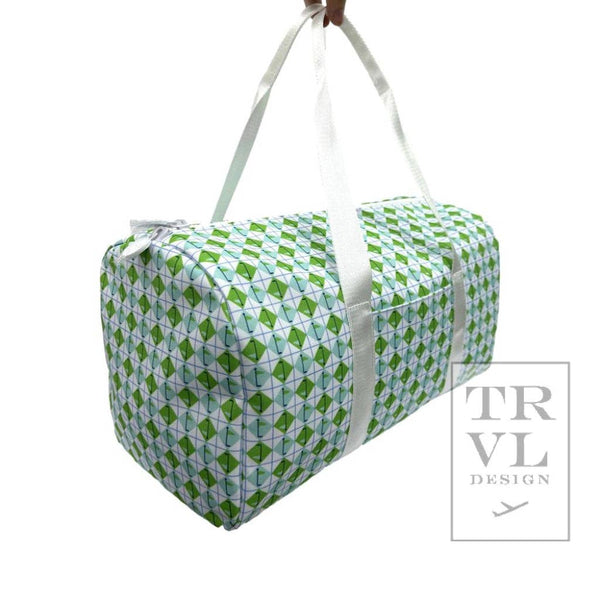 TRVL Tee Time Aqua Green Diamond Weekender Bag: Tee Time Aqua Green Diamond