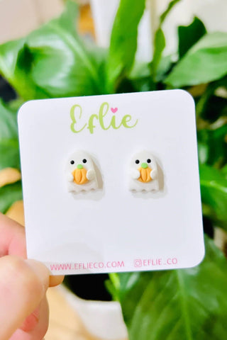 Halloween Ghost Pumpkin Clay Stud Earrings