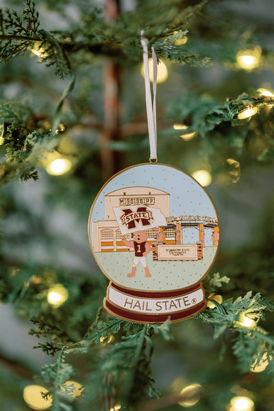 Enamel Mississippi State Snow Globe Ornament, Christmas