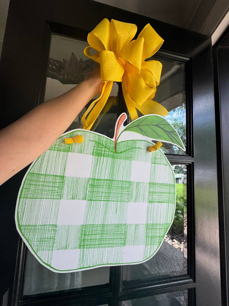 Annie Green Gingham Apple Door Hanger