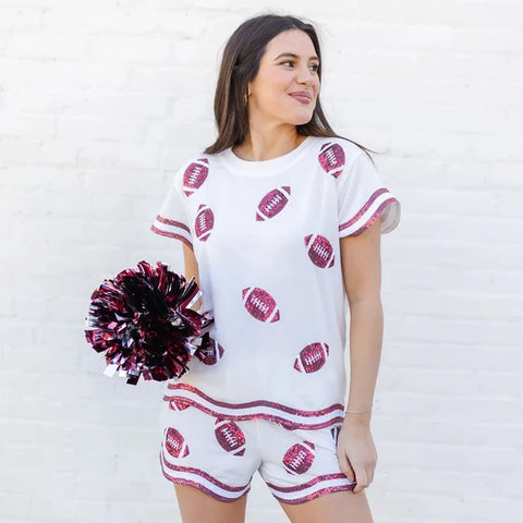 Crimson & White Footballs Short Set